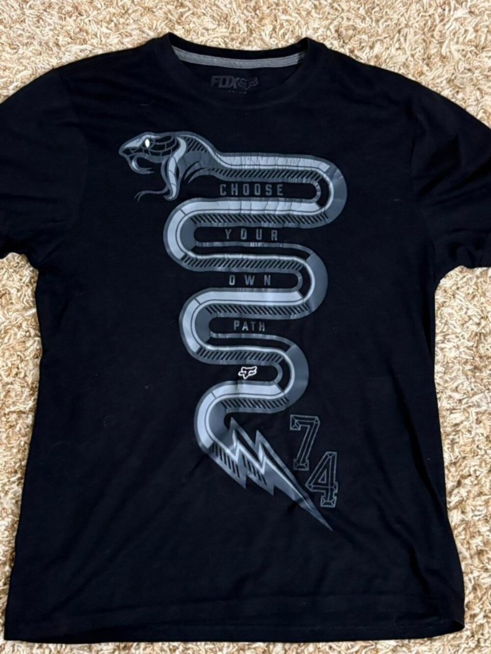 Fox Racing Black Snake Graphic Tee Mens Y2K Skater Moto Racing Shirt 🐍